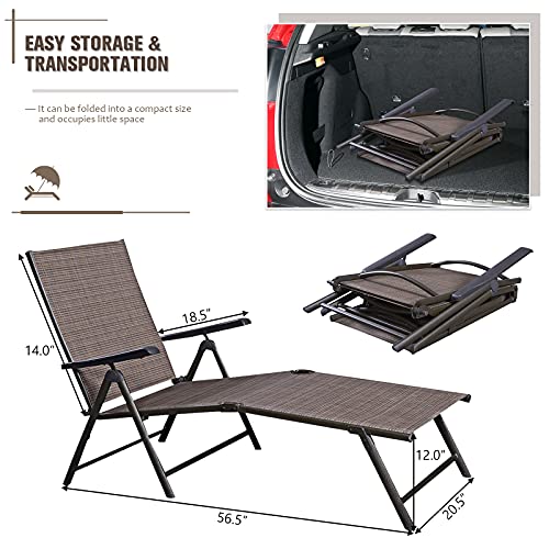 S AFSTAR Patio Chaise Lounges, Outdoor Reclining Lounge Chairs with Adjustable Backrest & Heavy Duty Steel Frame, Recliner Chair for Poolside Lawn Backyard (1)