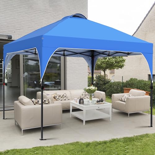 GDY 10x10 Pop Up Canopy Tent, Outdoor Gazebo with 4 Sandbags, Easy Up Canopy with 3 Adjustable Heights for Events, Parties, Camping, Blue. - color: Blue, size: 10x10