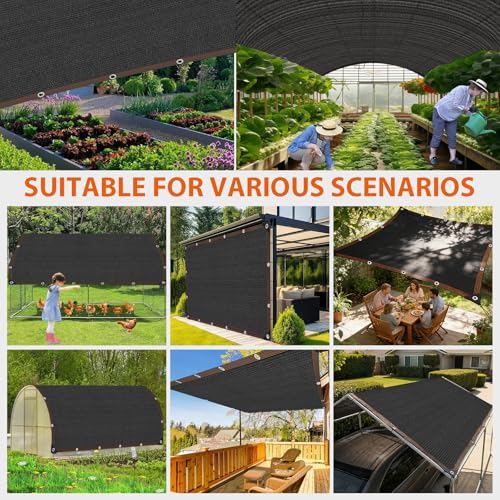 90% Shade Cloth for Garden - 5 x 10 FT Durable Mesh Tarp with Grommets, Sunblock Net for Patio for Plants Greenhouse Outdoor Pergola Sun Shade Neting for Chicken Coop Cover - color: Black, size: 5 x 10 FT