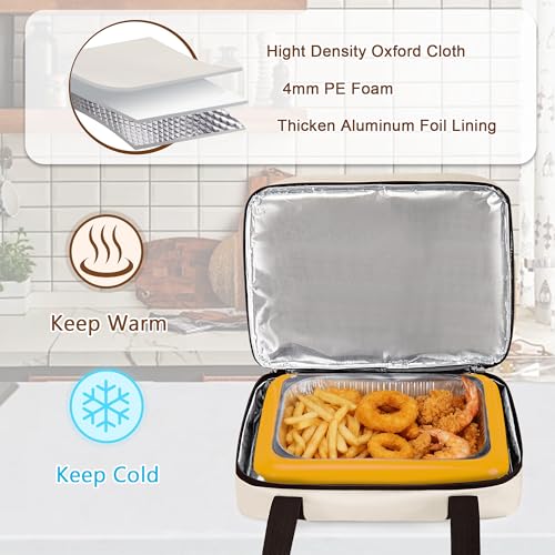 Trunab Insulated Casserole Carrier for Hot or Cold Food, Double Thermal Food Containers, Fit 9x13 Inches Baking Dish Foil Pans, For Picnic Cookouts, Potluck Parties, Beach,Beige (Beige) - color: Beige