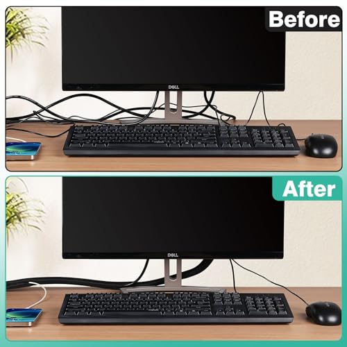 UOMTFAI Dog and Cat Cord Protector 25ft - 1/2inch, Flexible Cable Sleeve for Easy Cord Management, Protects Cables from Pets Chewing, Ideal for USB, Power, Audio and Video Cords - Black - color: Black, size: 1/2''-25ft