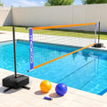 MoKo Pool Volleyball Net, Swimming Pool Volleyballs Set with Adjustable Length 15-25FT, Water Volleyball Stand with Two 25L Dual Water Bags, Pool Games for Adults and Family Members