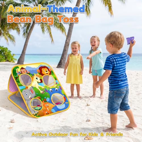 Bean Bag Toss Game for Kids - Cornhole Board Outdoor Toys for Toddlers -Party Activities Carnival Outside Yard Backyard Beach Lawn Games Toy for Kid Boys Girls Age 3 4 5 6 7 8 Year Old Birthday Gifts - style: Animal
