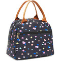 FlowFly Insulated Lunch Cooler Bag - Tote Organizer for Women/Men, Black Flower - color: Black Flower