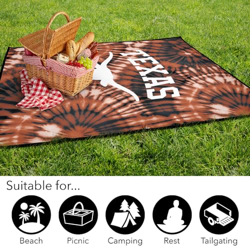 LOGOVISION University of Texas Picnic Outdoor Blanket, 50"x60" Tie-Dye, Foldable Blanket for Picnic, Beach, Camping, Park, Tailgate - color: Tie-dye