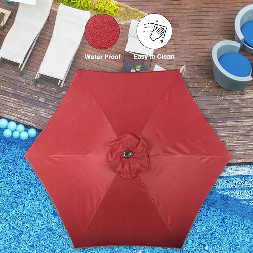 Simple Deluxe 7.5ft Patio Umbrella Outdoor Table Market Yard Umbrella with Push Button Tilt/Crank, 6 Sturdy Ribs for Garden, Deck, Backyard, Pool, Red - color: Red-New, size: 7.5ft