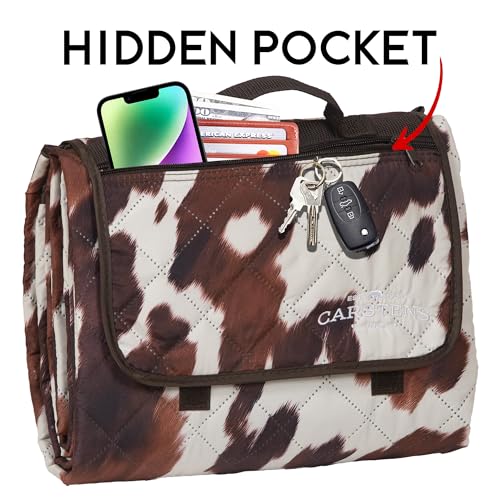 Carstens, Inc. Easy Pack Waterproof Sandproof Picnic Blanket, Lightweight Foldable Outdoor Camping Beach Mat, Large 60"x80", Cowhide - color: Cowhide