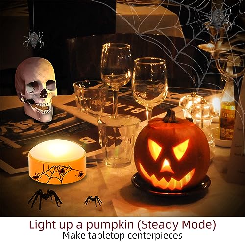 2 PCS Halloween LED Pumpkin Lights with Timer and Remote, Battery Operated Jack-O-Lantern Orange Light for Halloween Decor, Flameless Candles for Pumpkin Decoration - color: Orange Pumpkin Lights - 2 Pack