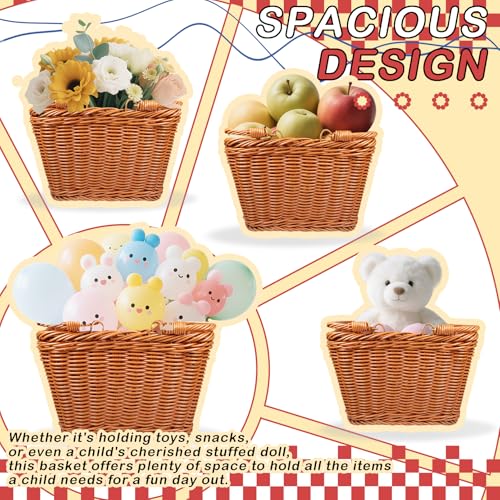 Wicker Picnic Basket for Kids, Small Woven Rattan Basket with Handles Brown Garden Harvest Hamper Basket Empty for Storage Toy Flower Wedding - color: Brown