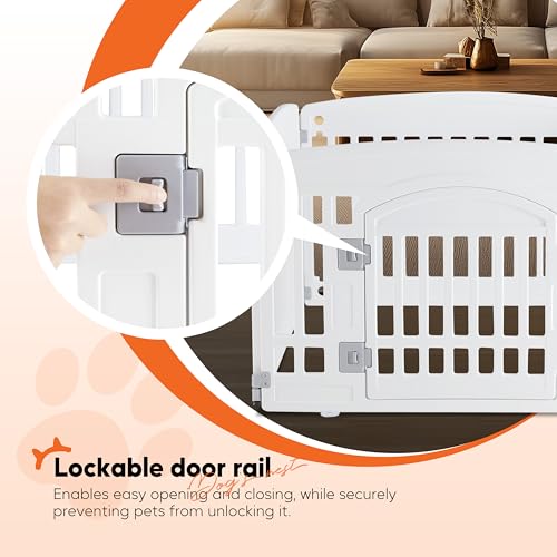 HealSmart 4 Panel 24" Plastic Dog Playpen, Folding & Portable Pet Playpen for Indoor & Outdoor Use, Safe & Secure Fence, Ideal for Small to Medium Dogs, White - color: White, size: 24 Inch 4 Panels, style: Plastic