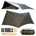 Ultralight Tarp, 14ft Hammock Rain Fly Lightweight Waterproof Camping Tent Tarp with Doors, Bushcraft Tarp Shelter for Backpacking Hiking Camping - color: Camouflage