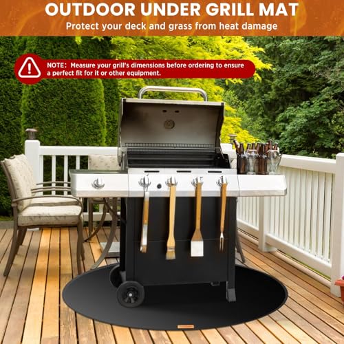 36" Round Fire Pit Mat - Fireproof Deck Patio Protector Mat,Double-Sided Design,5 Layer Waterproof Oil-Proof Under Grill Mats,Firepit Protection Rug for Deck Fireproof,Outdoor Grass Grill Accessories - size: 5 Layer/36 Inch