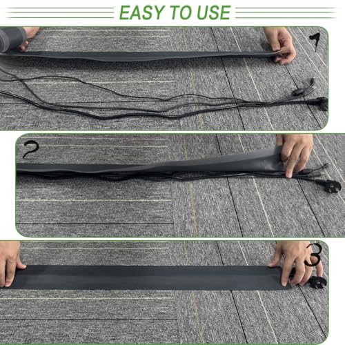 Floor Cable Covers - 20ft Oxford Fabric Cord Protector with Adhesive Hook & Loop,Waterproof Wire Storage Sleeve for Any Floor Surface,Durable Cable Management to Prevent Tripping Hazards (Gray, 20ft) - color: Gray, size: 20ft