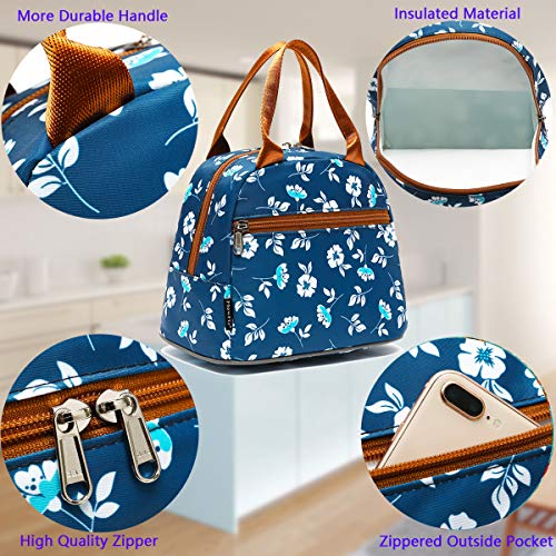 FlowFly Insulated Lunch Cooler Bag - Tote Bag Organizer for Women/Men, Floral#White - color: Floral#White