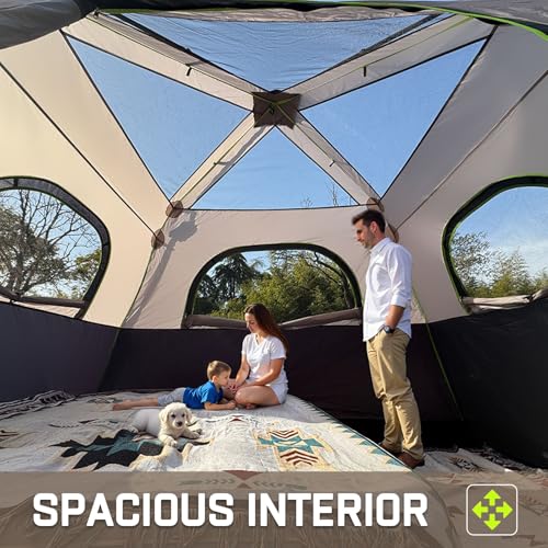 4/6/8/10 Person Instant Tent, Waterproof Pop Up Tents for Camping with Rainfly, 60 Seconds Easy Setup, Automatic Cabin Tent for Family Camping with Expandable Carry Bag & Upgraded Ventilation - color: Black, size: 6 Person
