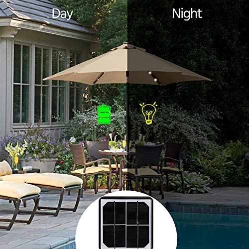 Yaheetech 7.5FT Solar Patio Umbrella-18 LED Lighted Market Table Outdoor Umbrella w/UV Protection Push Button Tilt & Crank Lift System for Garden/Lawn/Deck/Backyard/Pool,Tan - color: Tan, size: 7.5ft