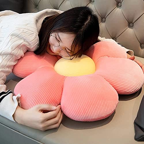 LEHU Flower Pillow, Flower Shaped Seating Cushion -Cute Daisy Pillow for Girls Tweens Room Decor Flowe Floor Pillow for Reading and Lounging Comfy (Pink petals-19'') - color: Pink Petals, size: 19''