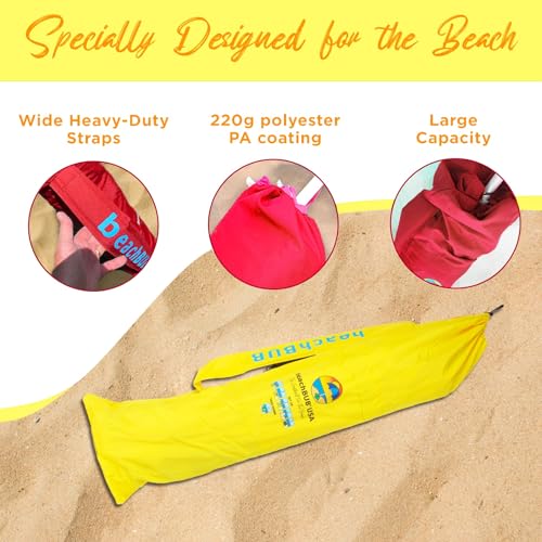 BEACHBUB Beach Umbrella Bag - Waterproof & Foldable Beach Bag for Umbrellas with Wide Padded Shoulder Strap & Molded Carry Handle - color: Sun-Kissed Yellow