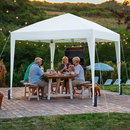 Yaheetech 10x10 Pop Up Canopy with 4 Removable Sidewalls, Portable Enclosed Instant Tent, Waterproof Outdoor Tent, Beach Sun Shelter with 4 Sandbags, 12 Stakes & 4 Ropes, Silver-Coated White - color: Silver-Coated White, size: 10x10