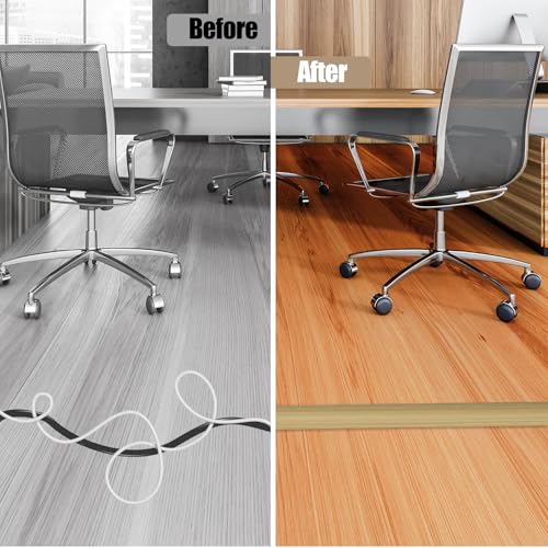 Floor Cord Cover Self Adhesive Cord Hider,10FT Cable Management, Extension Strip Protector for Wires, Prevent Cable Trips for Offices, Gyms, Exhibitions Cavity:0.3"(W) x0.28(H) WoodLightyellow - color: Wood Light yellow, size: 0.78" x 10'