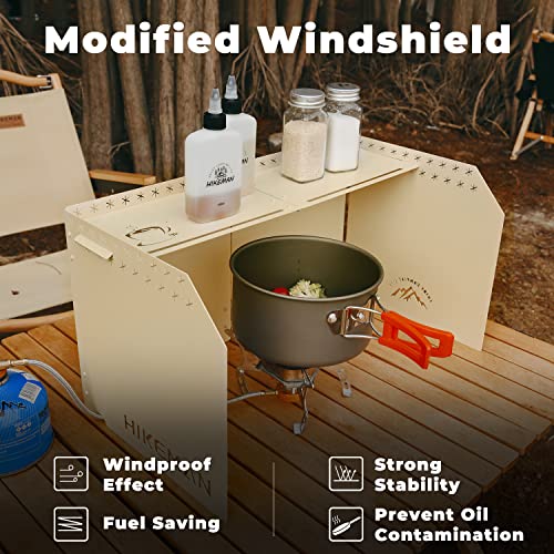 HIKEAMN Camping Stove Windscreen - Outdoor Folding Gas Stove Windshield,Camping Wind Blocker with a Storage Bag for Camping,Hiking,Picnic,Cooking (Army Green) - color: Army Green