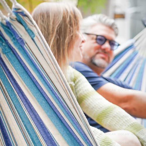 GOCAN Double Hammock 2 Person Extra Large 330X150cm Load Capacity 600Pound Canvas Cotton Hammock for Patio Porch Garden Backyard Lounging Outdoor and Indoor XXL - color: Cornfield, size: XX-Large