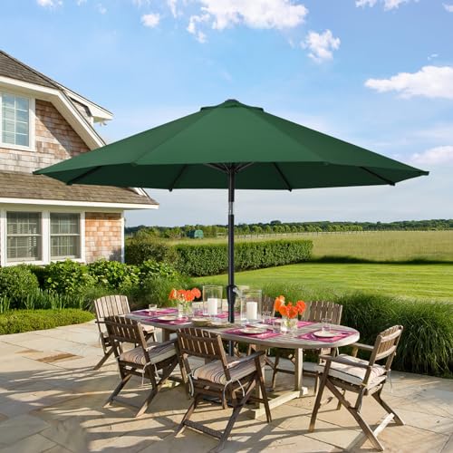MASTERCANOPY 10FT Patio Umbrella with Push Button Tilt and Crank, Outdoor Market Umbrella with 8 Sturdy Ribs, UV Protection & Waterproof for Garden, Deck, Backyard, Pool (Forest Green) - color: forest green, size: 10FT