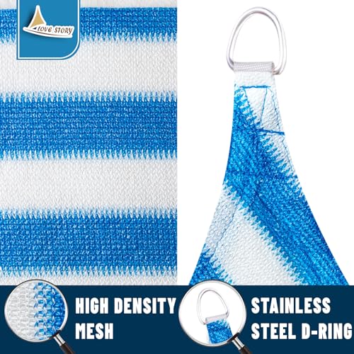 LOVE STORY 6.5' x 10' Rectangle Blue-White Sun Shade Sail Canopy UV Block for Outdoor Patio Garden Backyard - color: Blue-White, size: 0 6.5' x 1 0'