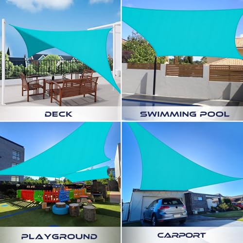 Windscreen4less 5'x7' Waterproof Sun Shade Sail Rectangle Shade Canopy Cover UV Block for Backyard Patio Deck Balcony Pergola Garden (Turquoise) - color: Turquoise, size: 5' x 7'