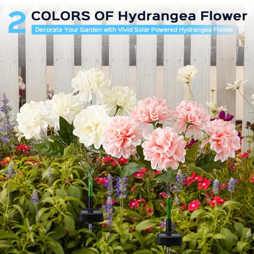 4 Pack Solar Garden Lights Outdoor, LED Colorful Waterproof Solar Powered Hydrangea Flowers Landscape Lights for Patio, Outside Yard, Pathway Decorative, Décor, Two Lighting Modes - size: 4 Pack