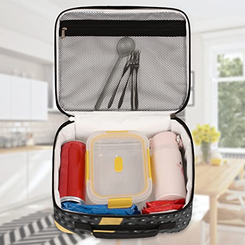 Kids Lunch Box for Boys Girls Balck Gold Sport Basketball Insulated Lunch Bag Reusable Small Cooler Bag Meal Containers Tote Kit for School Travel Women Men - color: black basketball
