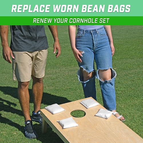 GoSports Classic Cornhole Bean Bags Set of 4-16 Colors Available - Regulation All Weather, Mix and Match - color: White, size: 6 X 6"