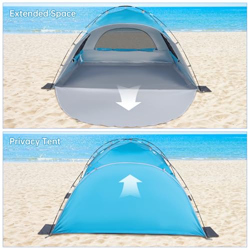 Night Cat Beach Tent Portable Camping Sun Shade Shelter for 2-4 Persons with UV Protection 3 Breathable Mesh Windows Extended Tent Floor Easy Set Up Outdoor