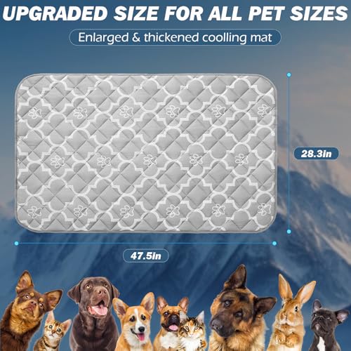 EXPAWLORER Dog Cooling Mat-28.3''*47.2'' Upgraded Extra Large Cooling Pad for Dog Dogs Cats Pets in Summer Keep Cool,Washable,Non-Slip Blanket for Grate Sofa Bed Outdoor(Gray) - color: Grey