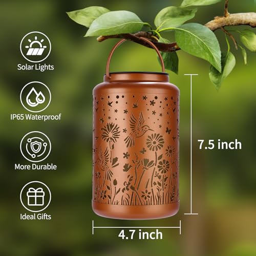 Mothers Day Gifts for Mom Solar Lanterns Outdoor Waterproof Hummingbird Solar Lights Outdoor Waterproof for Garden, Birthday Gifts for Women Mom Grandma, Garden Lights for Backyard Patio Decor