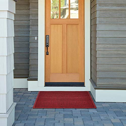 Hudson Exchange (35"x35", Red/Black) Fashion Scraper Entry Square Floor Mat - color: Red / Black