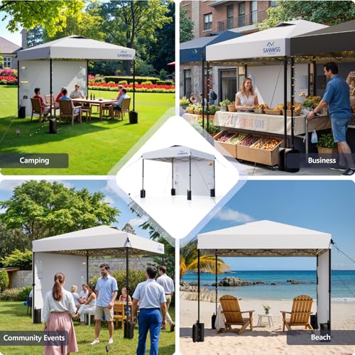 8X8 Pop Up Canopy Tent,Removable Pockets Sidewall for Extra Storage,Easy Up Canopy,Heavy Duty One Person Set Up Event Tent,White - style: 8X8 FT