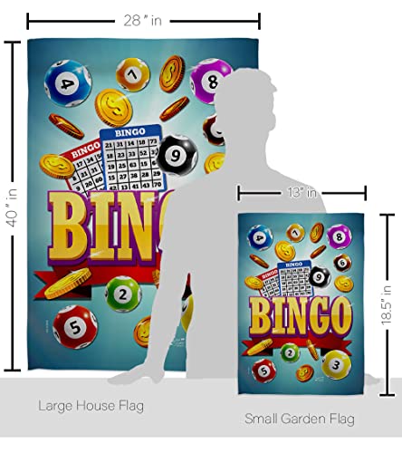 Bingo Win Night Garden House Flag Set Interests Game Bunco Dice Poker Hobbies Leisure Activity Decoration Banner Small Yard Gift Double-Sided, Made in USA