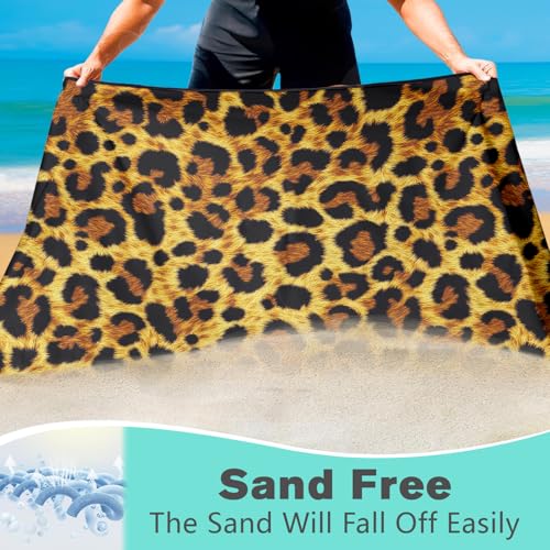 Leopard Print Beach Towel Oversized 36" x 72", Thin Lightweight Sand Free Quick Dry Microfiber Towel for Swimming Pool Cruise Camping Travel - color: Color_26