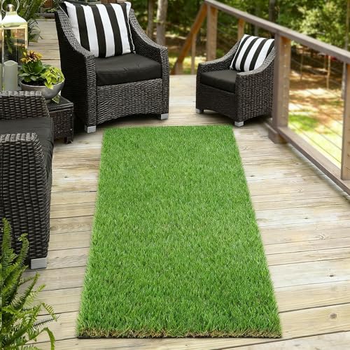 XLX TURF Artificial Grass Runner Rug - 2FT X 10FT Thick & Realistic Outdoor Fake Grass Carpet for Balcony Patio - Pets Friendly Turf Mat for Dogs Potty with Drainage, 1.38" Pile Height - size: 2FT X 10FT 35mm