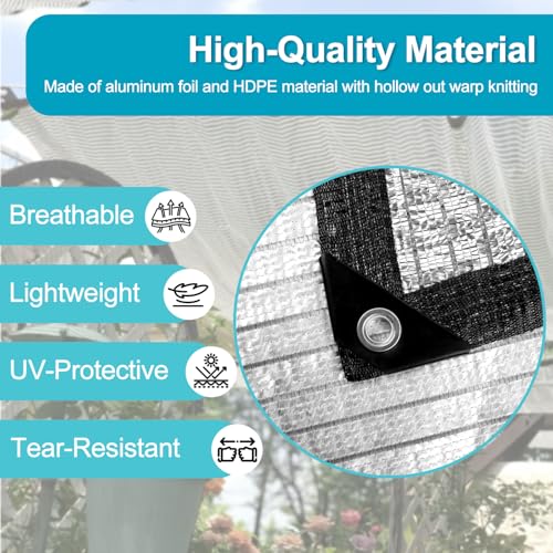 LOVE STORY 85% 6x6FT Aluminum Shade Cloth Reflective Sun Shade Cover Silver Tarp with Grommets for Car Garden Patio Kennel - color: 85% Shading, size: 6x6FT