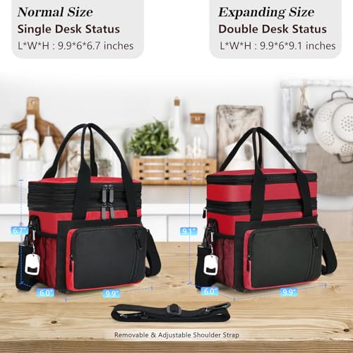 Lunch Box & Lunch Bag for Men Women, Large Insulated Adult Lunch Box, Leakproof Cooler Lunchbox with Bottle Opener for Work Picnic Beach, 16L, Red - color: Red