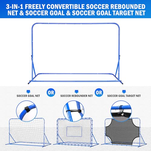 Soccer Baseball Volleyball Rebounder Net, Quick-Switch Angle Dual-Sided/Dual/Three Mode Goal Net Multi-Sport Pitchback Rebound for Control, Passing Practice, Easy Setup Bounce Back Training Gifts - size: 6FTx4FT