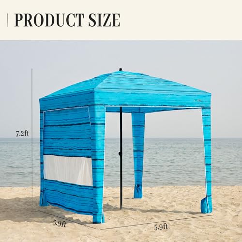 UPWELL Beach Tent Easy Set Up Canopy Sun Shelter Shade with UPF 50+UV Protection Portable Beach Umbrella Outdoor Sunwall with Sand Pockets for Fishing Backyard Camping(Deep Sea Blue) - color: Deep Sea Blue