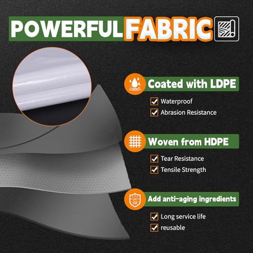 RAINDEWAY 12 Mil Heavy Duty White Tarp 12x20 Feet, UV Resistant, Waterproof, Weatherproof Poly Tarp with Metal Grommets and Reinforced Edges - color: White, size: 12x20 Feet-Finished size