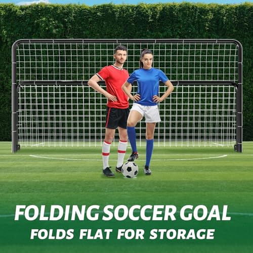 NAIZEA Soccer Goals - 24x8/21x7/18x7/12x6/16x7/10x6/8x6/6x4FT Soccer Goals for Backyard - Metal Soccer Goal for Youth Adult - Multiple Sizes Colors- Perfect for Games Indoor Outdoor - size: 12ft x 6ft, style: Trainer-Black/Steel