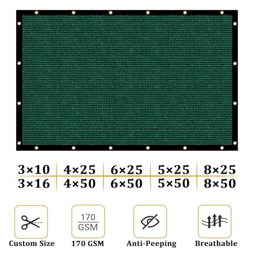 Shade&Beyond 3'x1' Dark Green Privacy Screen 90% Visibility Blockage Fence Sreen 170 GSM Fencing Mesh Fence Panel for Wall Garden Yard Backyard Indoor Outdoor Home Decoration,A515 - color: Dark Green, size: 3'x1'Customized