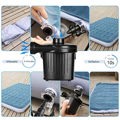 Electric Air Pump - Air Mattress Pump for Inflatable Couch, Bed, Blow up Pool Float Raft Boat Toy, Camping Swimming, Portable Quick-Fill Inflator/Deflator Pumps with 4 Nozzles, AC 110-120 Volt Black