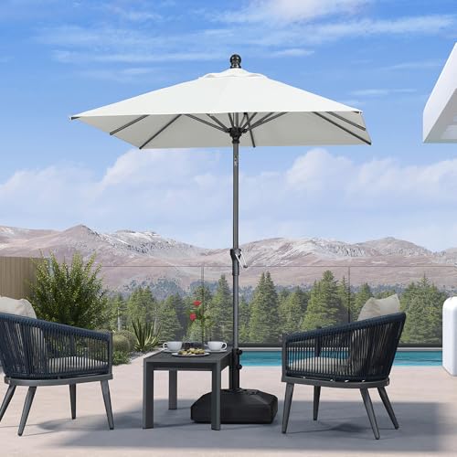 PURPLE LEAF 6' x 6' Square Patio Umbrella Outdoor Table Umbrella Aluminum Frame Market Umbrella Sun Umbrella with 8 Sturdy Ribs Tilt for Garden Deck Lawn Pool White - color: White, size: 6' x 6'