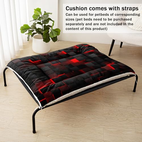 Nttopship Dog Cat Bed Mat Ultra Soft Fluffy Pet Bed Washable Fashion Dog Crate Beds Comfy Comfy Pet Sleeping Pad Suitable for Pet Raised Bed(30"x26",Red Black) - color: Red Black, size: Medium